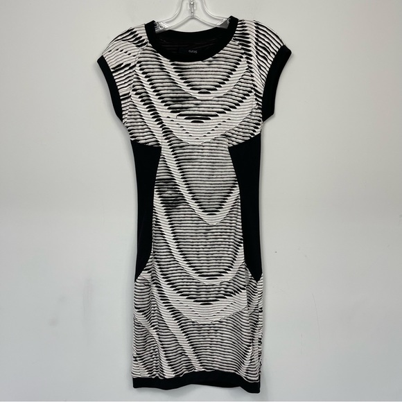 Cut25 by Yigal Azrouel Black & White Mini Cocktail Dress Textured Bodycon Boho 2 - Picture 12 of 16